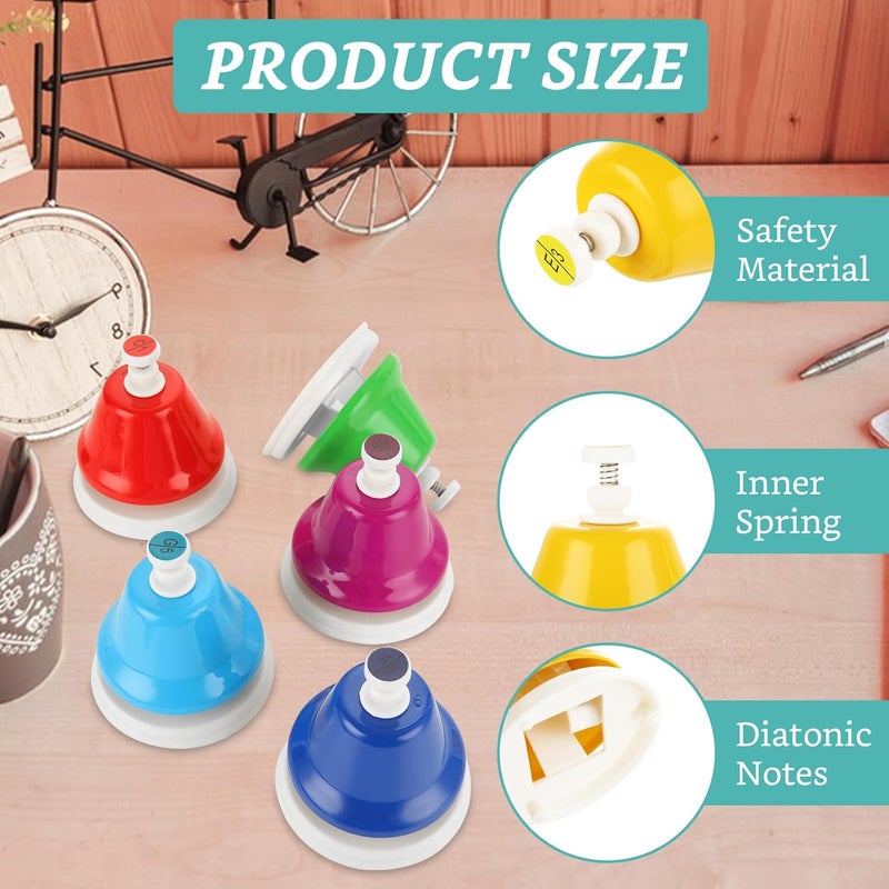 MUXHEL 8 Pcs Rainbow Desk Bells, 8 Notes Diatonic Metal Musical Bells, Musical Bells Musical Learning for Musical Teaching Church - Image 3